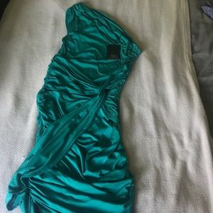 One shoulder ruched mini dress